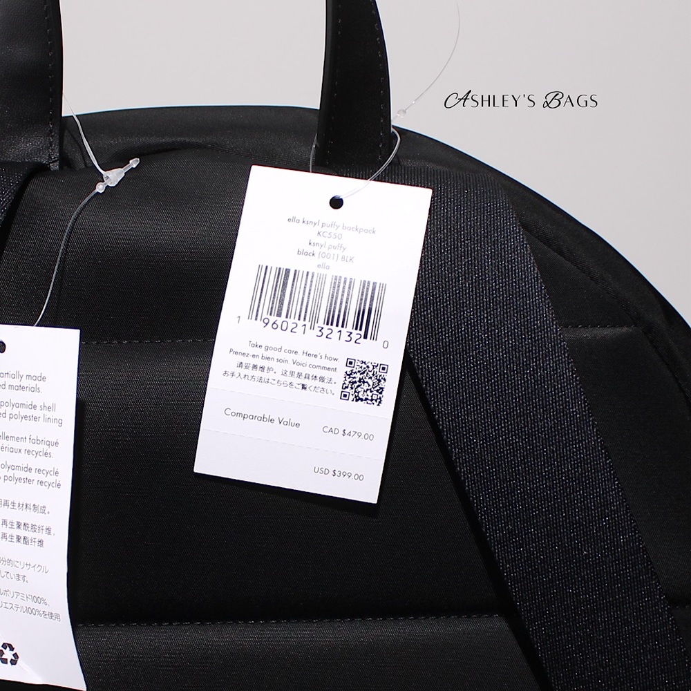 Kate Spade Ella Large Puffy Backpack In Black - Picture 8 of 11